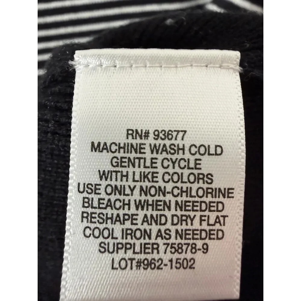 Liz Claiborne womens sweater lightweight spring black white striped Plus Sz￼￼ - Picture 6 of 9